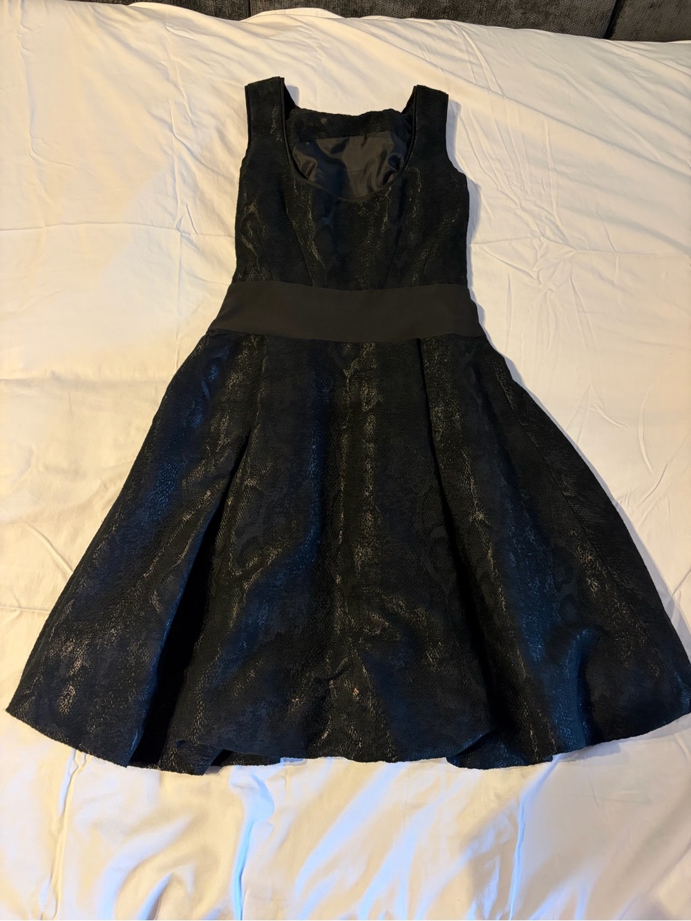 Sleeveless Black Midi Fit-and-Flare Dress